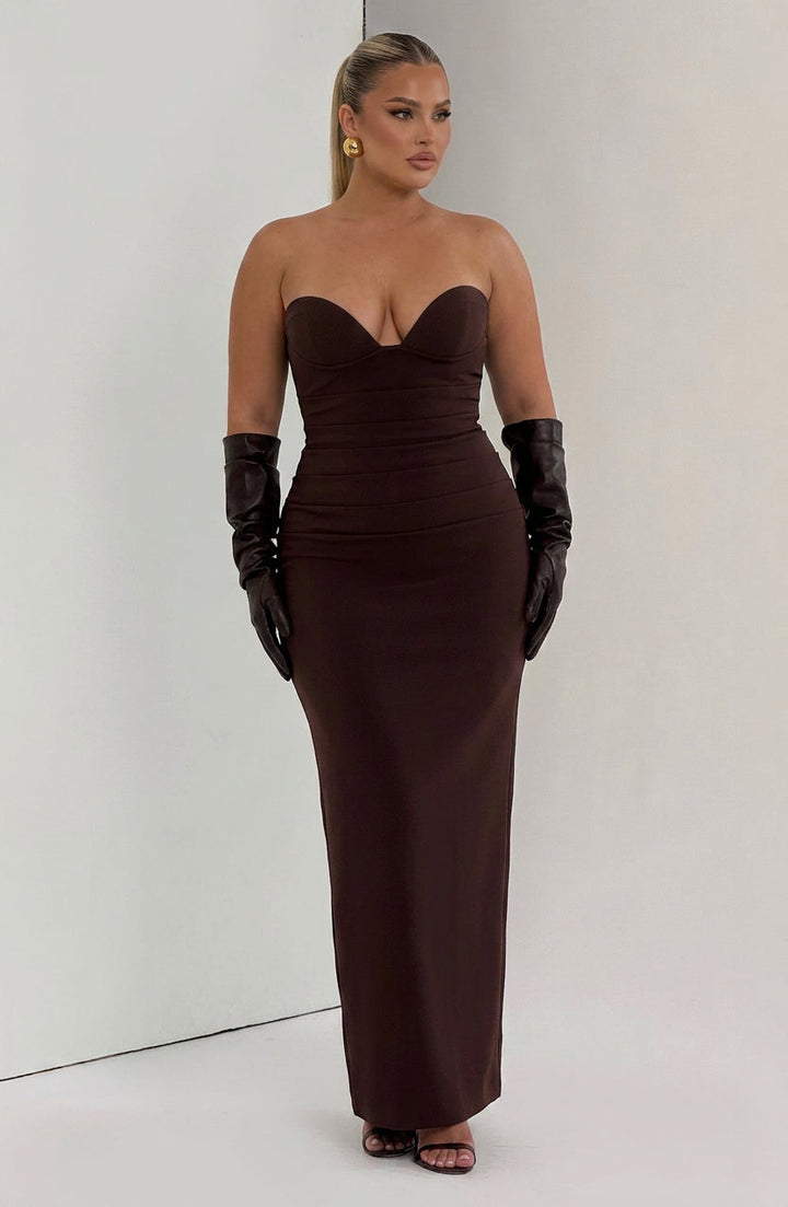 Loredana Maxi Jurk - Pruimenbruin