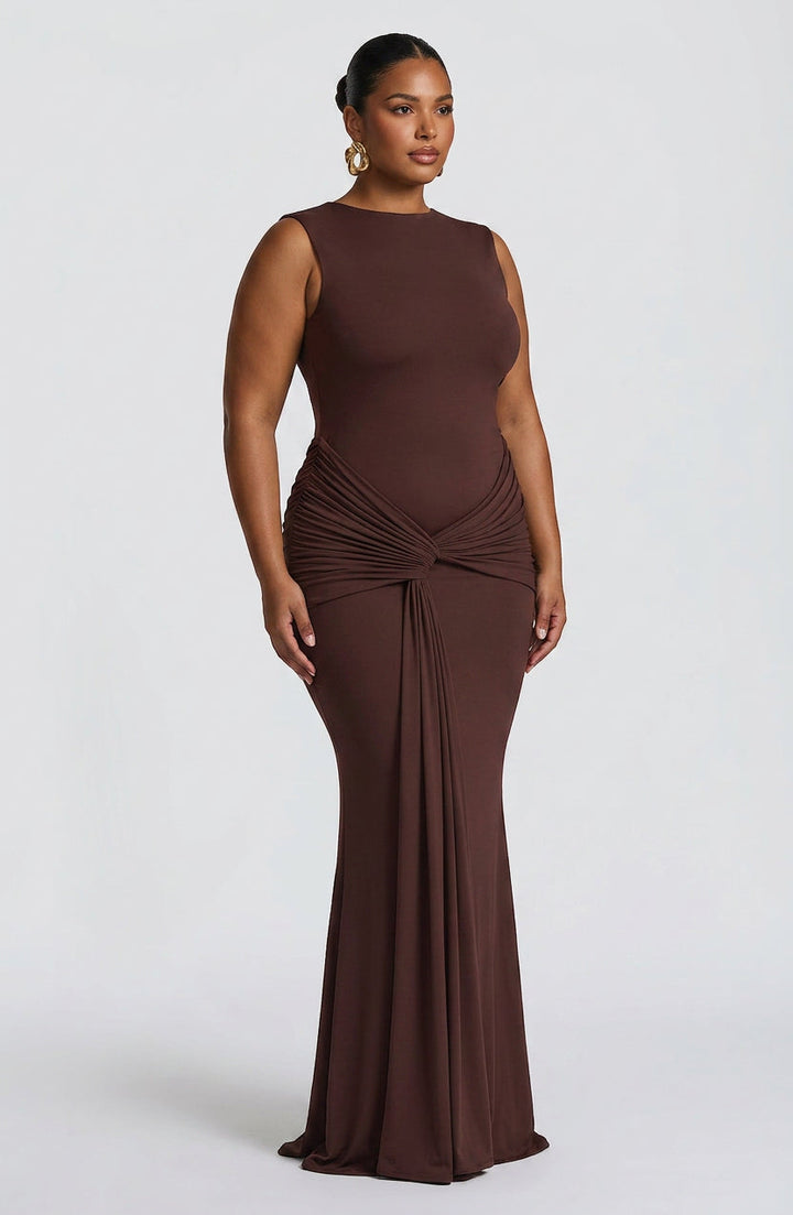 Lottie Maxi Jurk - Pruimenbruin