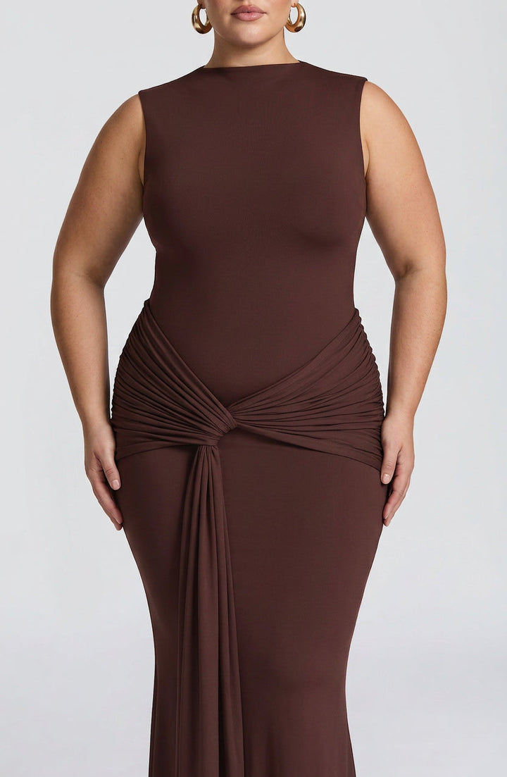 Lottie Maxi Jurk - Pruimenbruin
