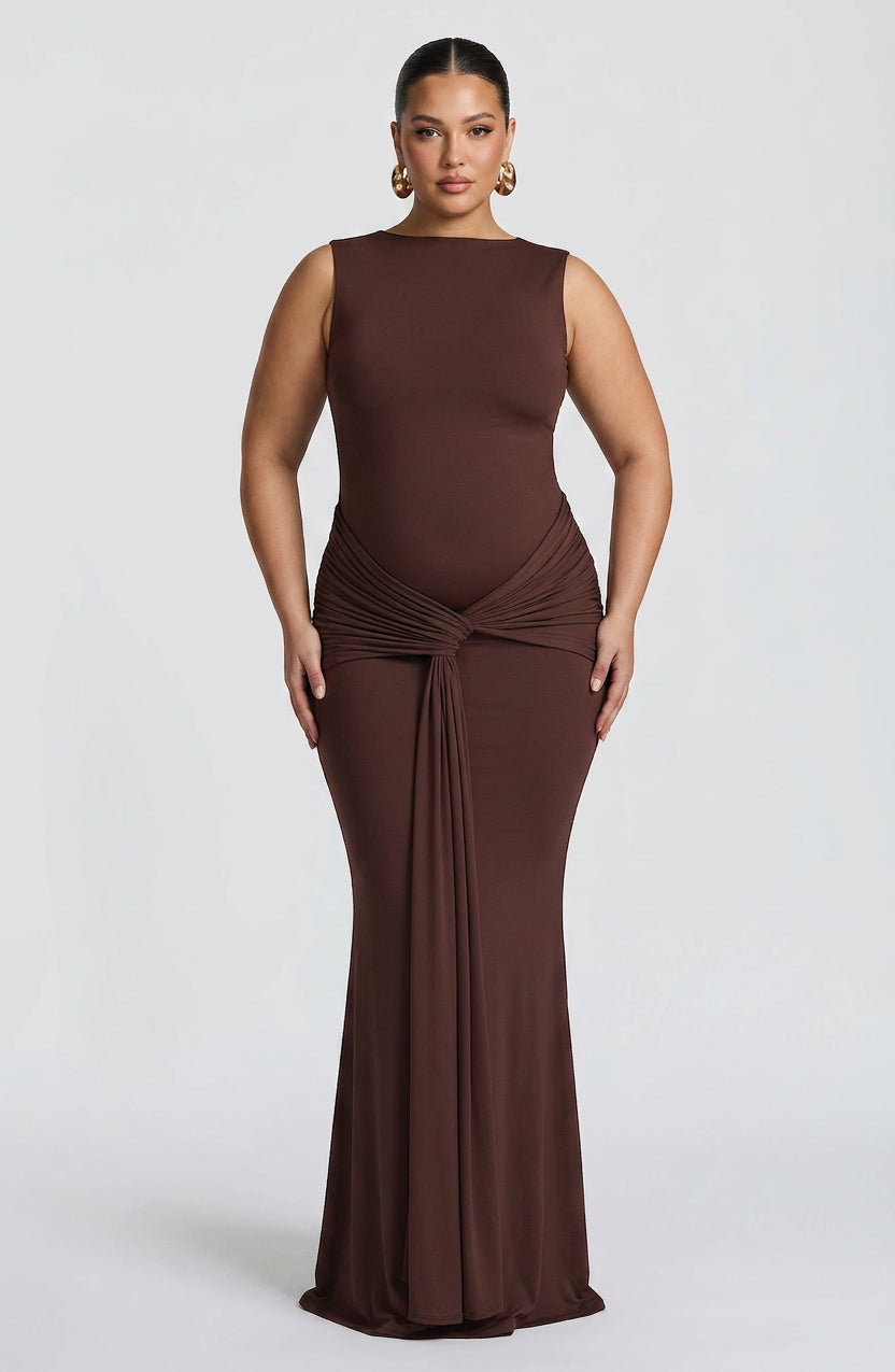 Lottie Maxi Jurk - Pruimenbruin