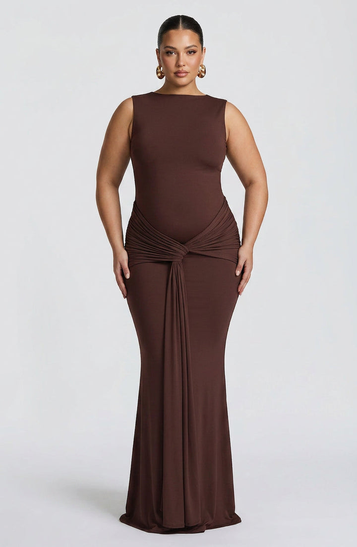 Lottie Maxi Jurk - Pruimenbruin