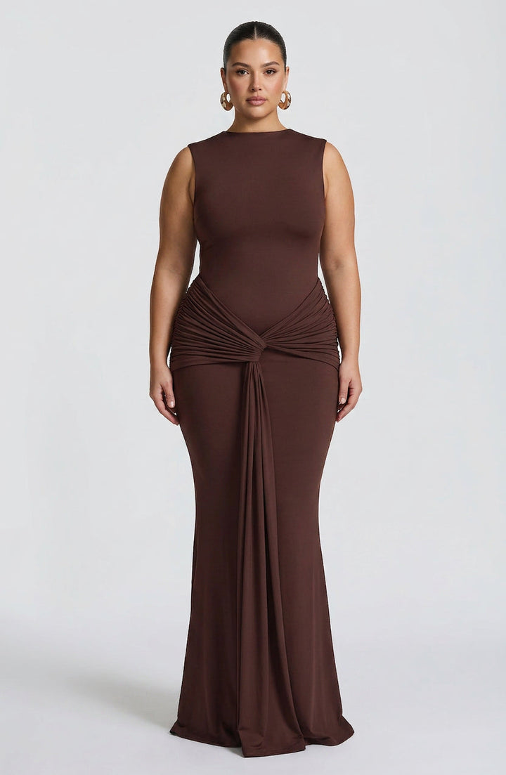 Lottie Maxi Jurk - Pruimenbruin