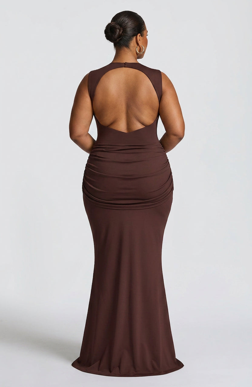 Lottie Maxi Jurk - Pruimenbruin