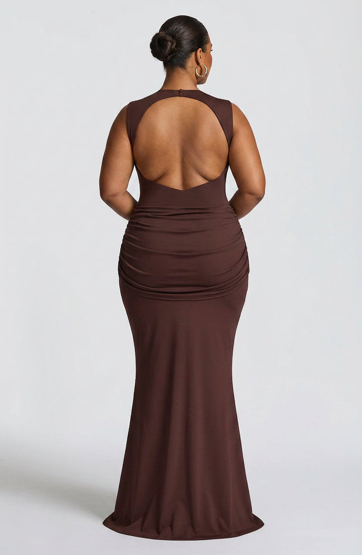Lottie Maxi Jurk - Pruimenbruin
