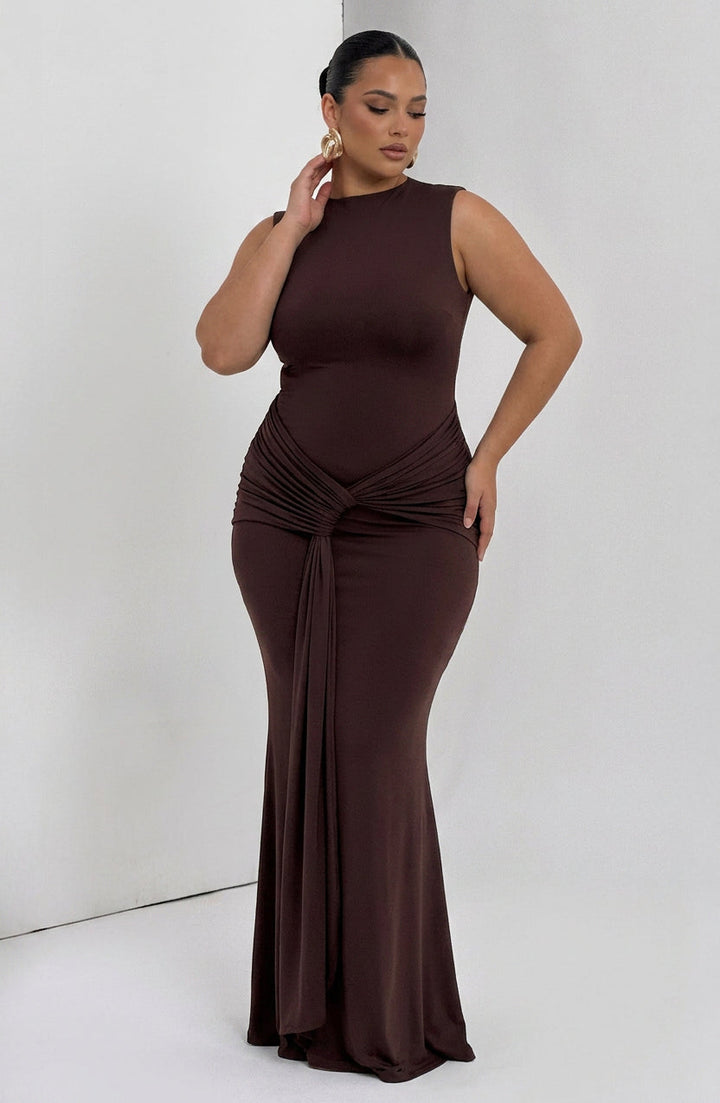 Lottie Maxi Jurk - Pruimenbruin