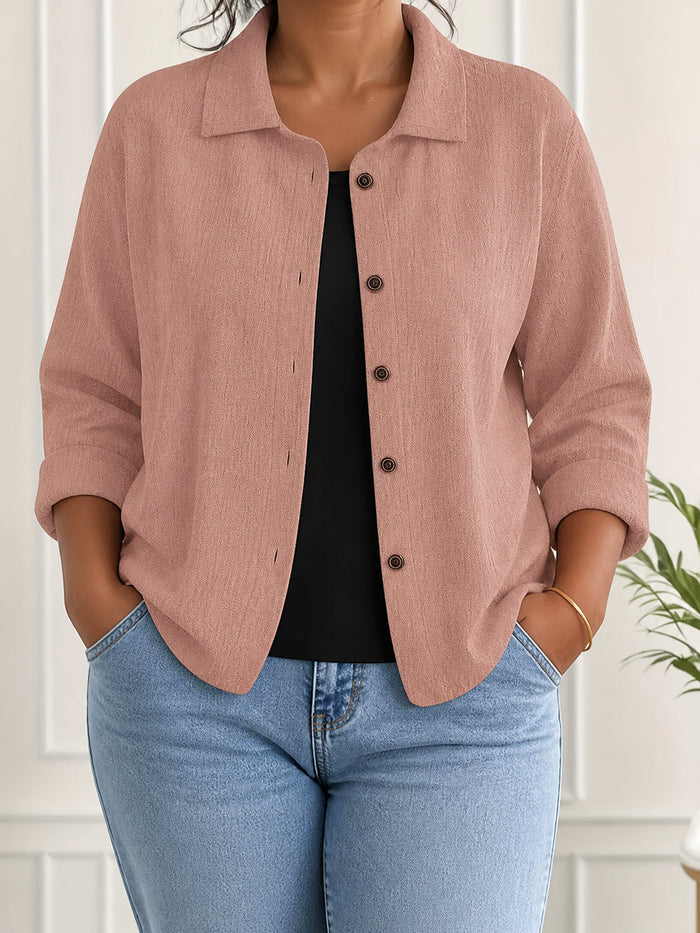 Dames Blouse met Puntenkraag en Gekreukelde Textuur