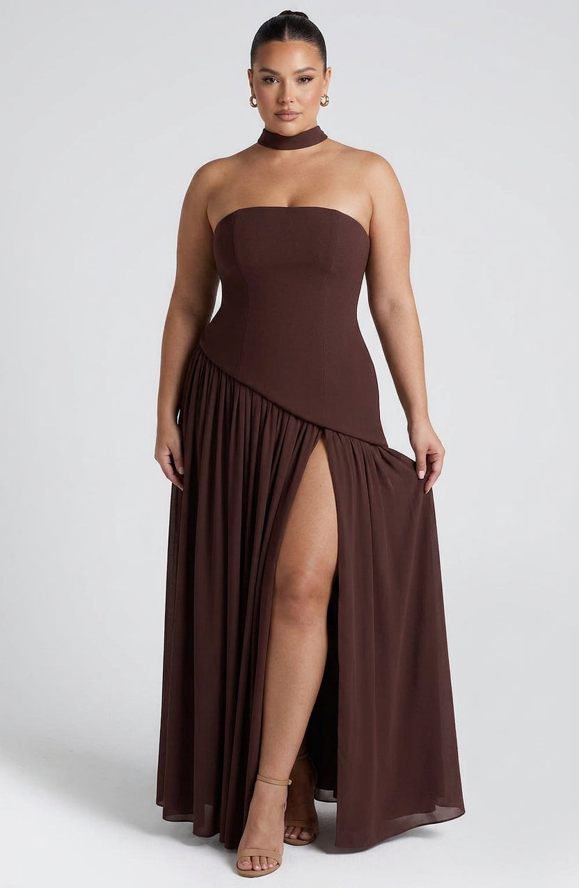 Carys Maxi Jurk - Pruimbruin