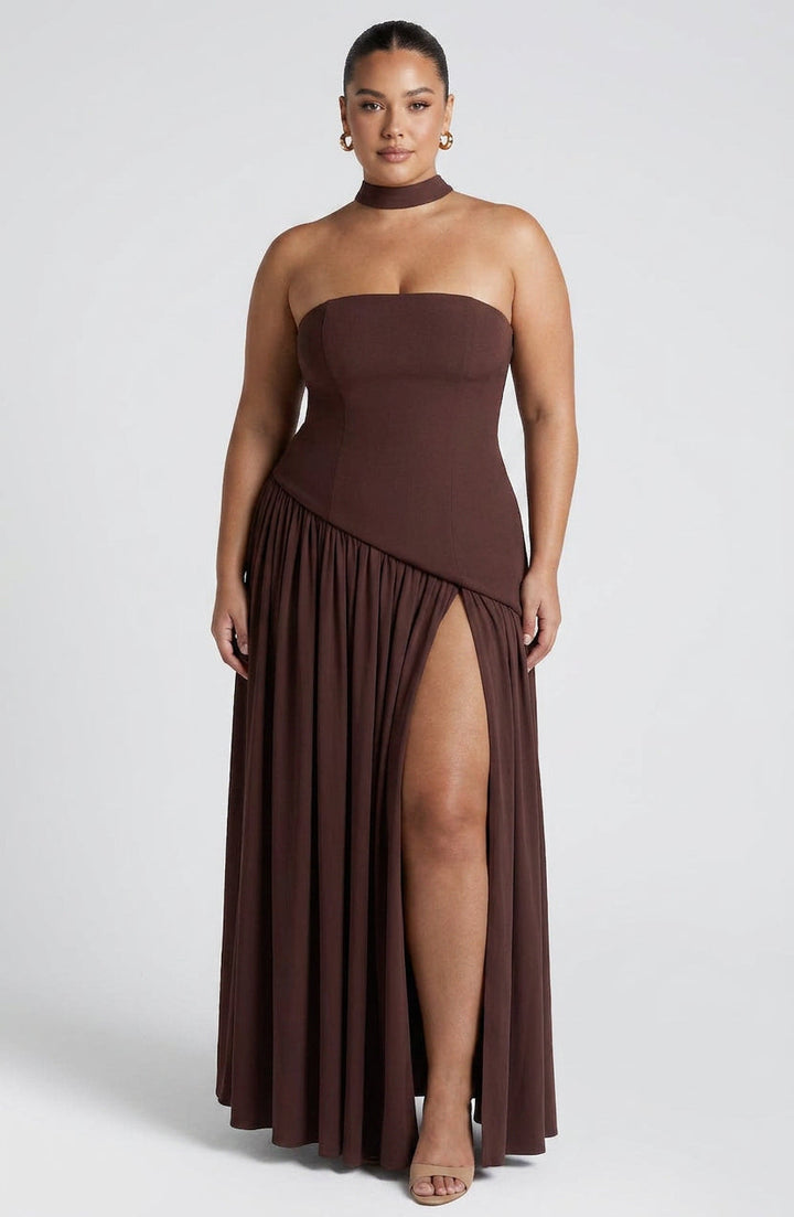 Carys Maxi Jurk - Pruimbruin