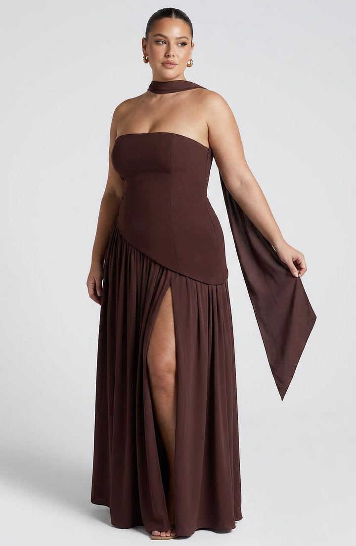Carys Maxi Jurk - Pruimbruin