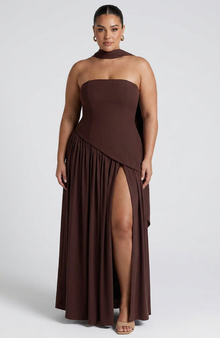 Carys Maxi Jurk - Pruimbruin
