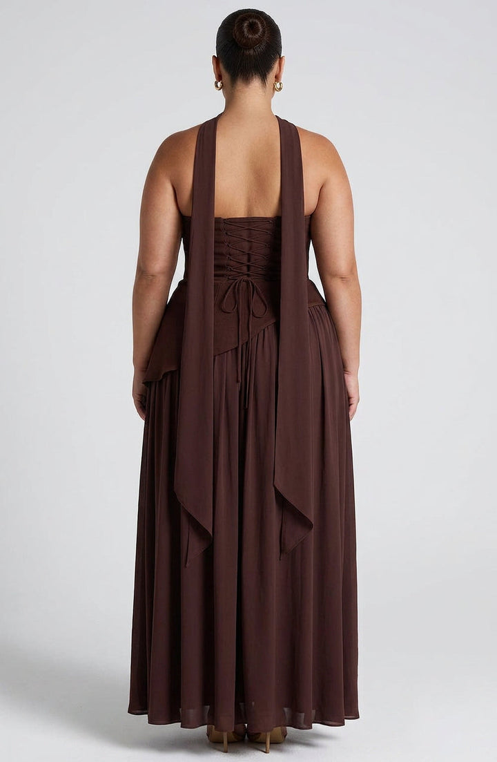 Carys Maxi Jurk - Pruimbruin