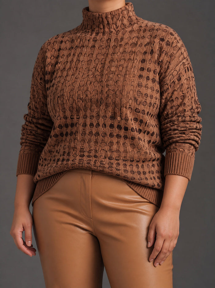 Dames Coltrui met Opengewerkt Patroon en Oversized Pasvorm