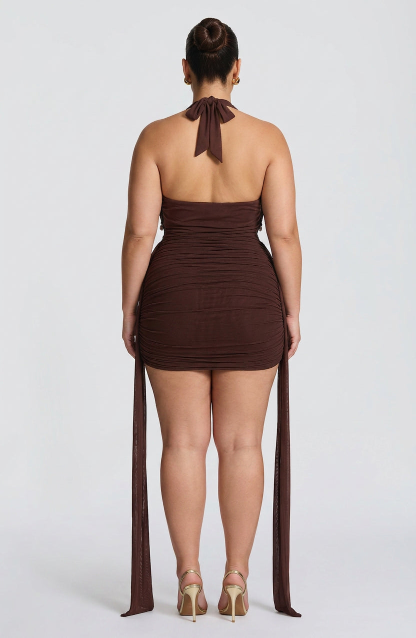 Anaïs Mini Jurk - Pruim Bruin