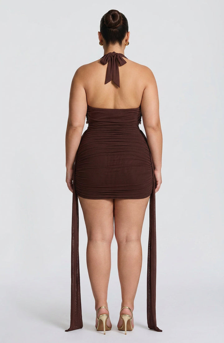 Anaïs Mini Jurk - Pruim Bruin