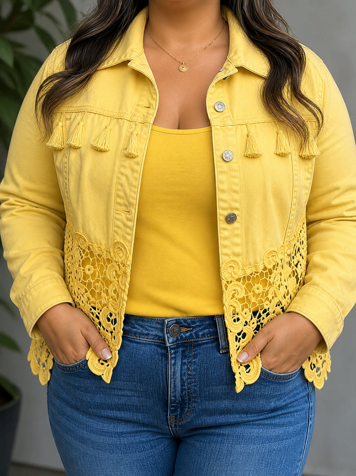 Dames Cropped Jacket met Franjes en Kanten Zoom