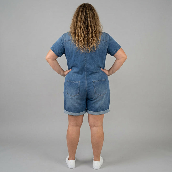 Katya | Vintage Korte Katoenen Denim-Look Overalls