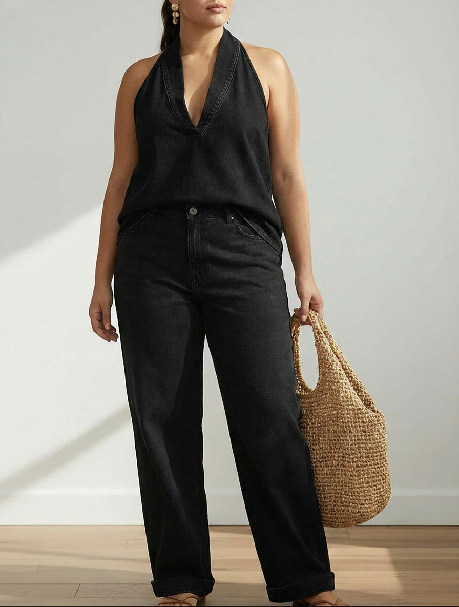 Junia | Vintage Gewassen Zachte Denim-Look Twee-Delige Set