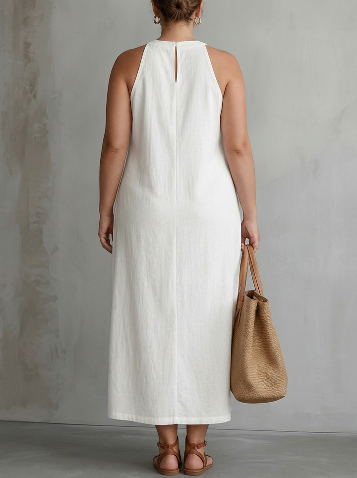 Irina | Mouwloze Midi Jurk met Kantdetails