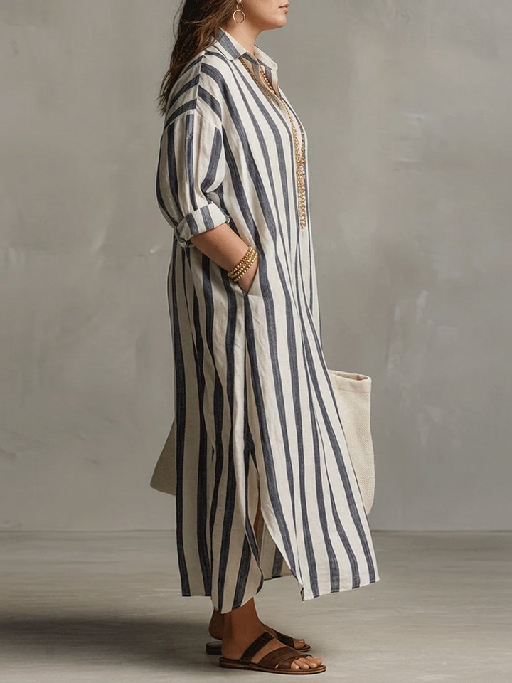 Odette | Gestreepte Oversized Maxi Jurk