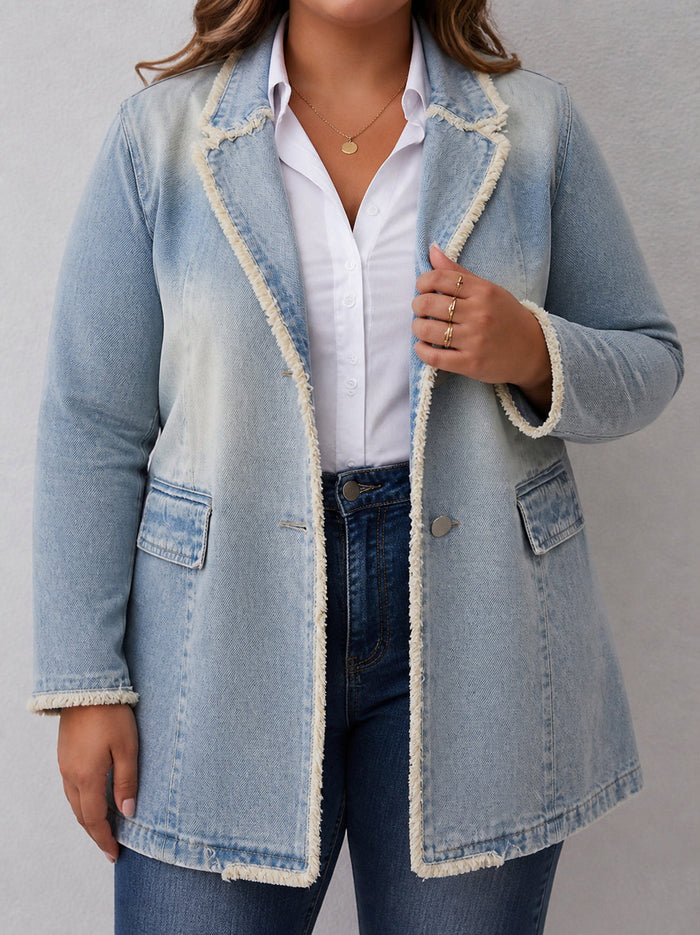 Dames Oversized Blazer met Rauwe Zoom en Notch Revers