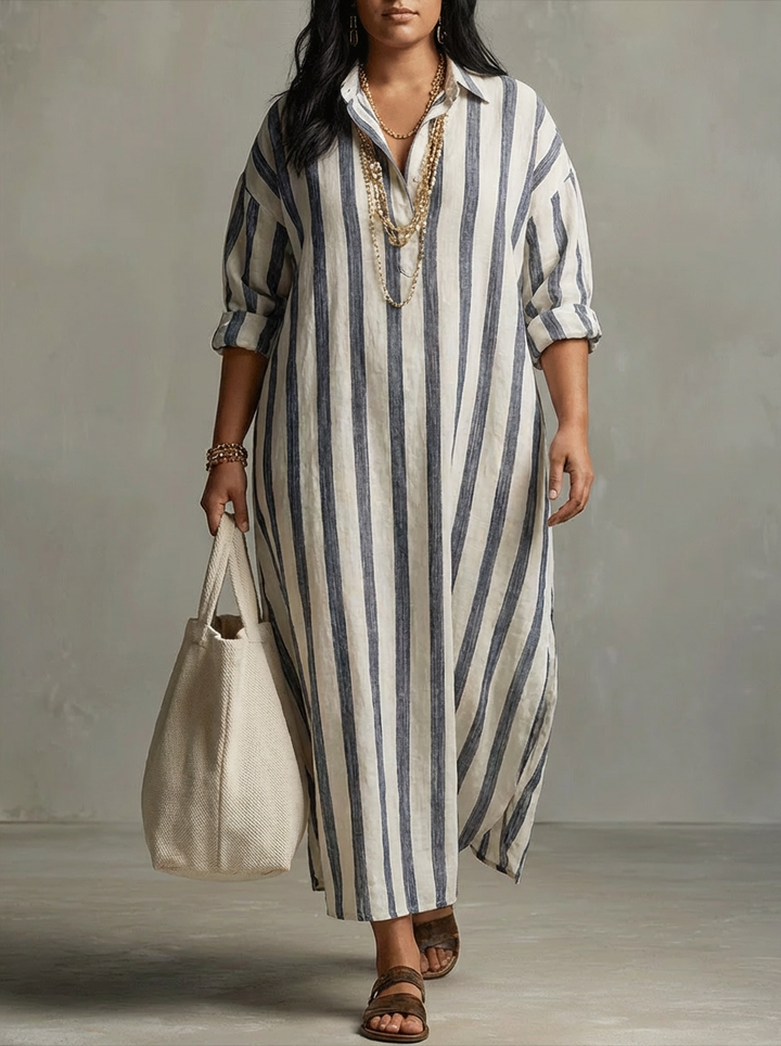 Odette | Gestreepte Oversized Maxi Jurk