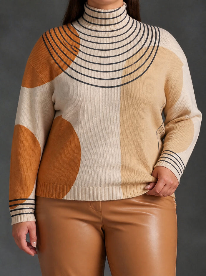 Dames Colourblock Coltrui met Grafische Booglijnen