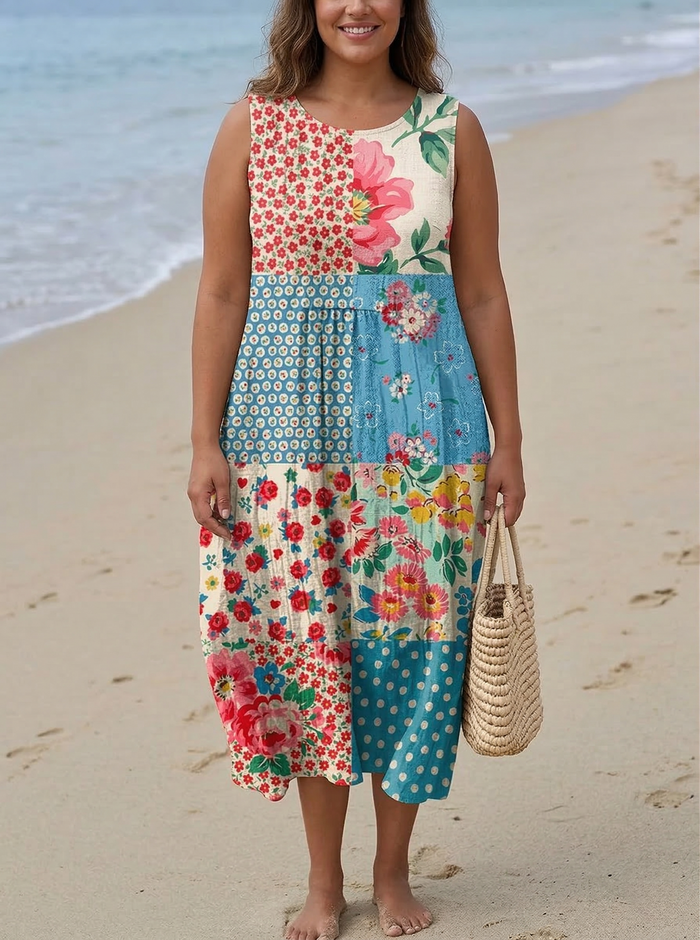 Giselle Patchwork Midi Jurk