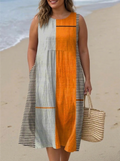 Lara Kleurblok Midi Jurk