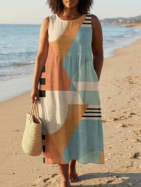 Linnea Geometrische Midi Jurk