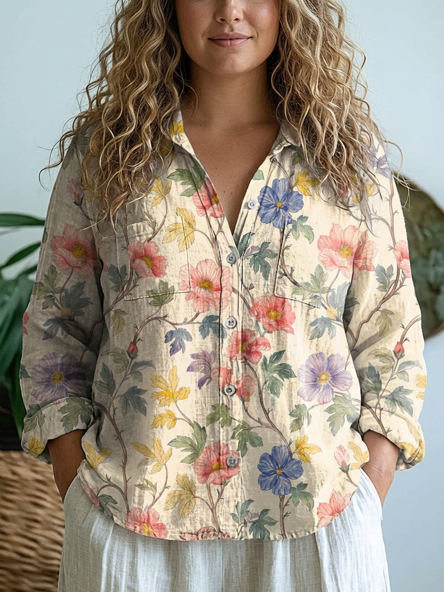 Jessamine | Schattige Bloemen Kunstafdruk Casual Lange Mouwen