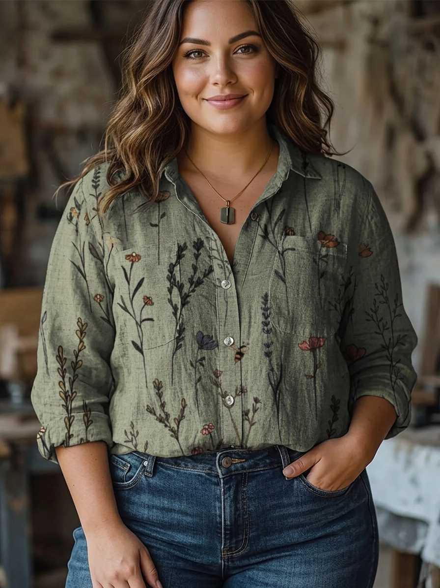 Mei | Vintage Print Casual Lange Mouw