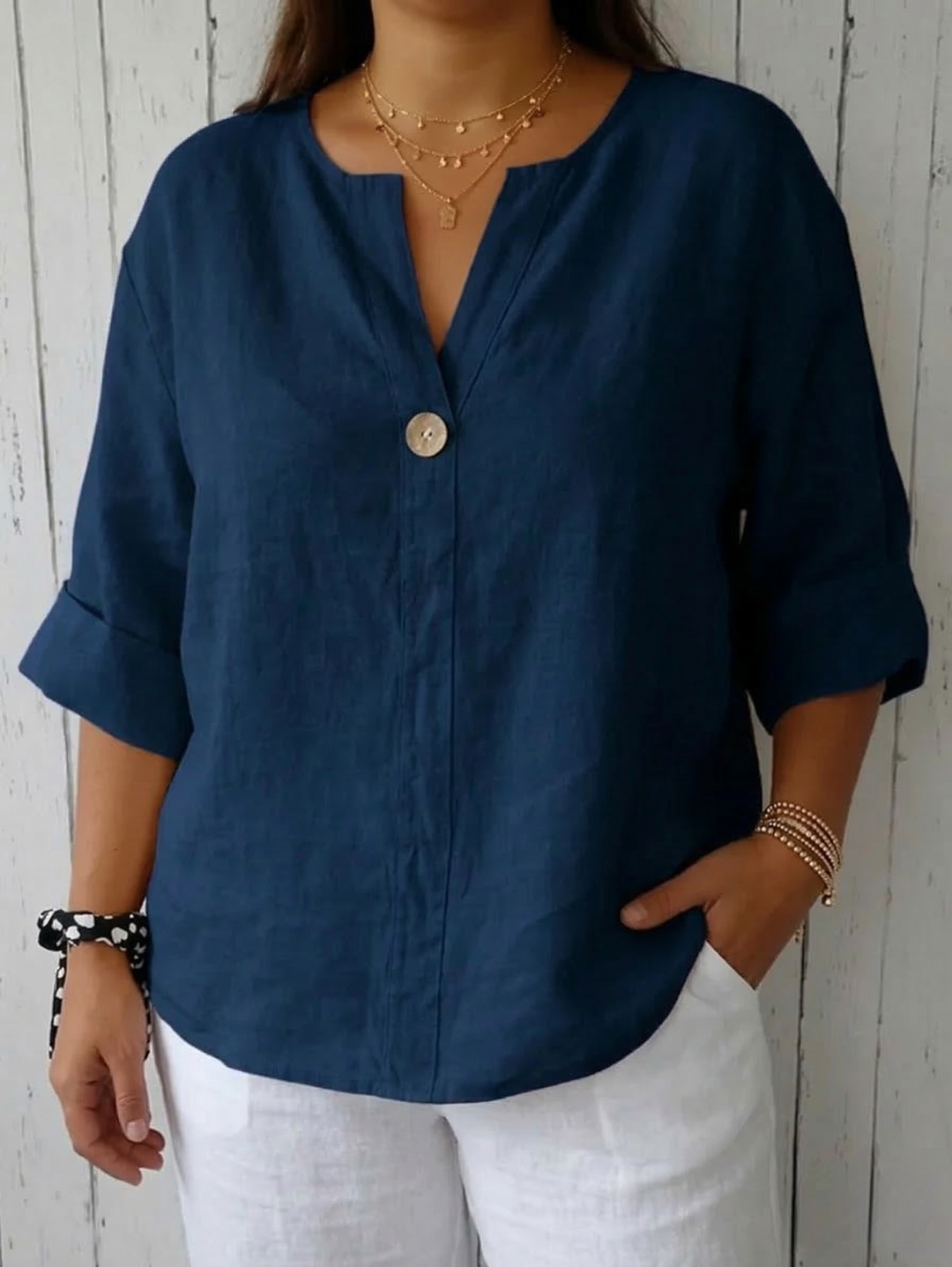 Lucienne - Casual V-Hals Blouse