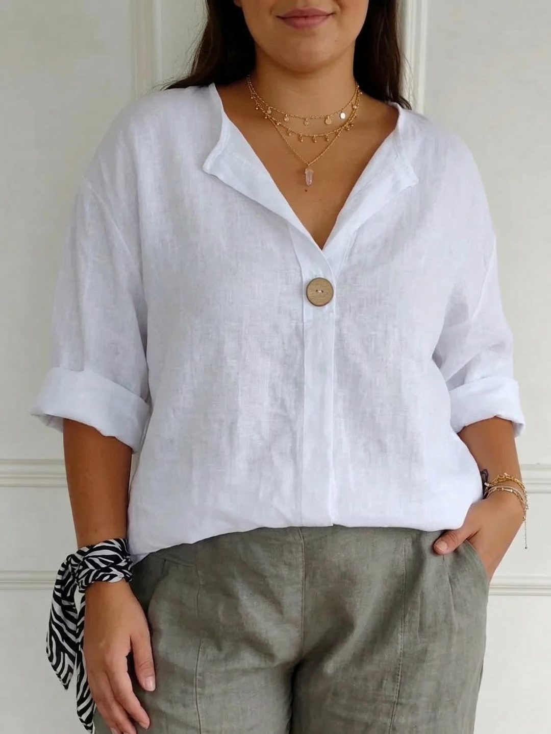 Lucienne - Casual V-Hals Blouse