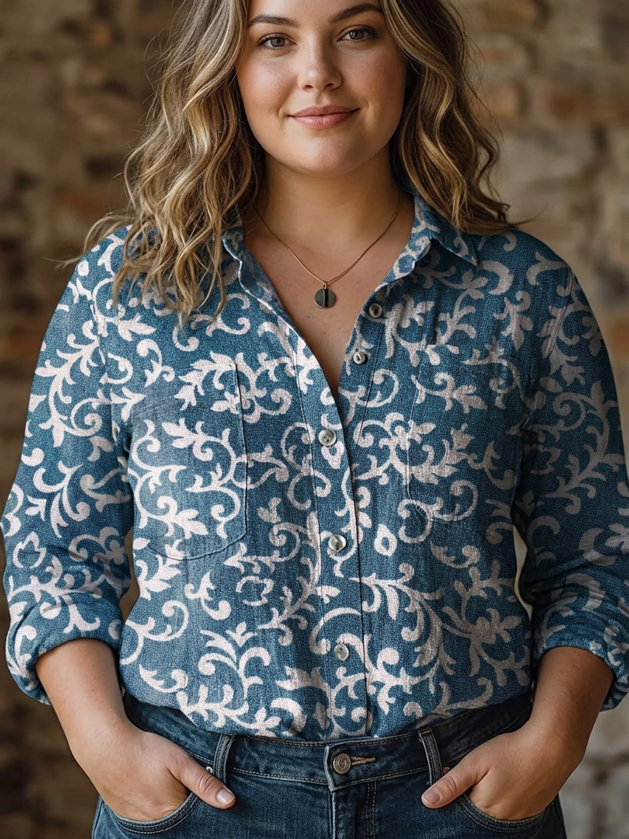 Yasmin | Vintage Bloem Kunstafdruk Casual Lange Mouwen