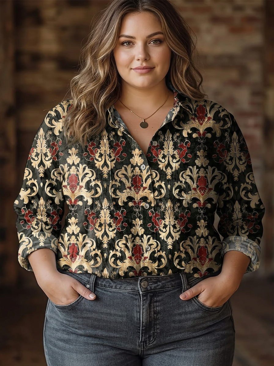 Maia | Retro Bloemenprint Casual Lange Mouw