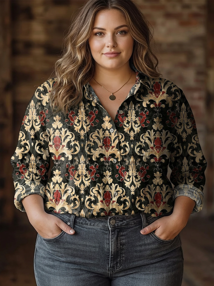 Maia | Retro Bloemenprint Casual Lange Mouw