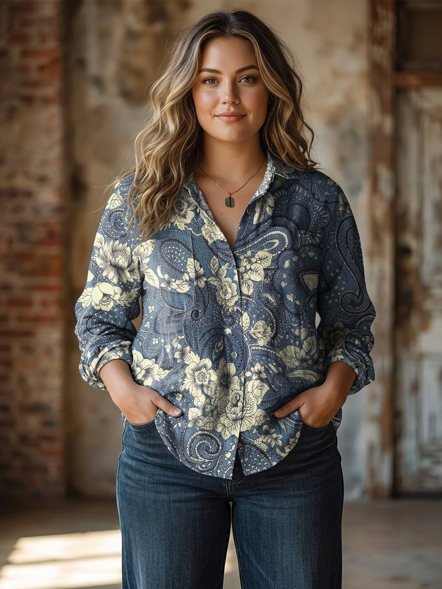 Ines | Paisley Patroon Print Casual Lange Mouw