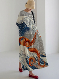Dahlia | Casual Japanse Octopus Print Lange Mouw Midi Jurk