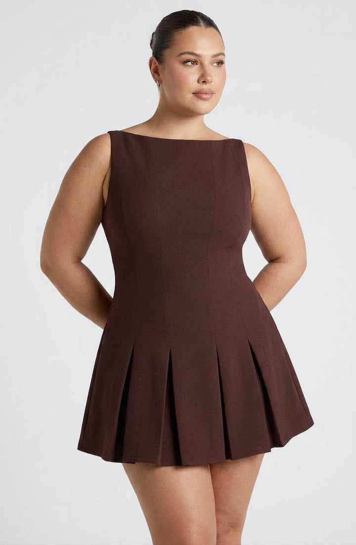 Romy Mini Jurk - Pruim Bruin