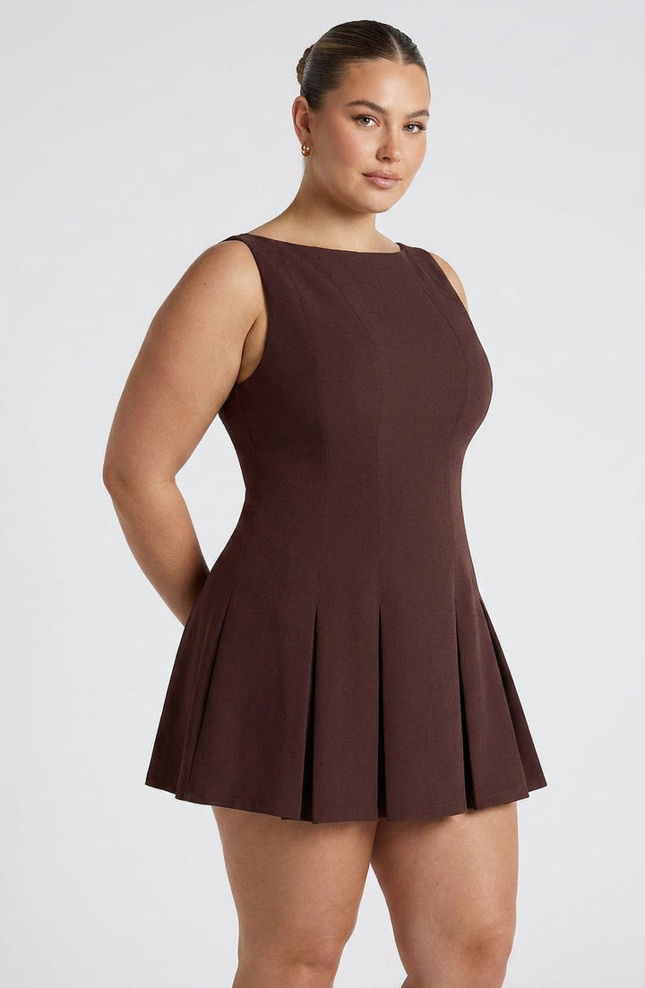 Romy Mini Jurk - Pruim Bruin