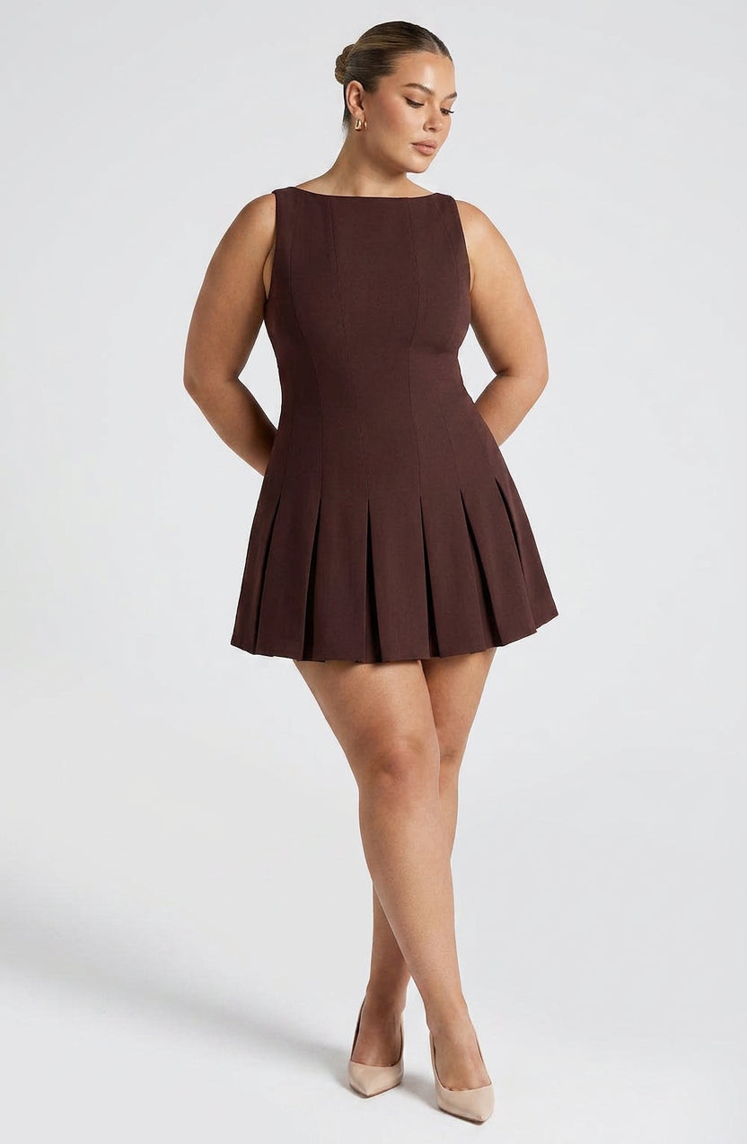 Romy Mini Jurk - Pruim Bruin