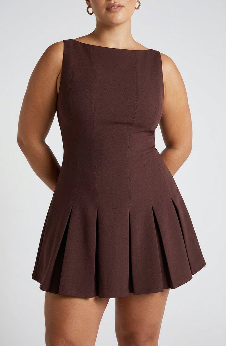 Romy Mini Jurk - Pruim Bruin