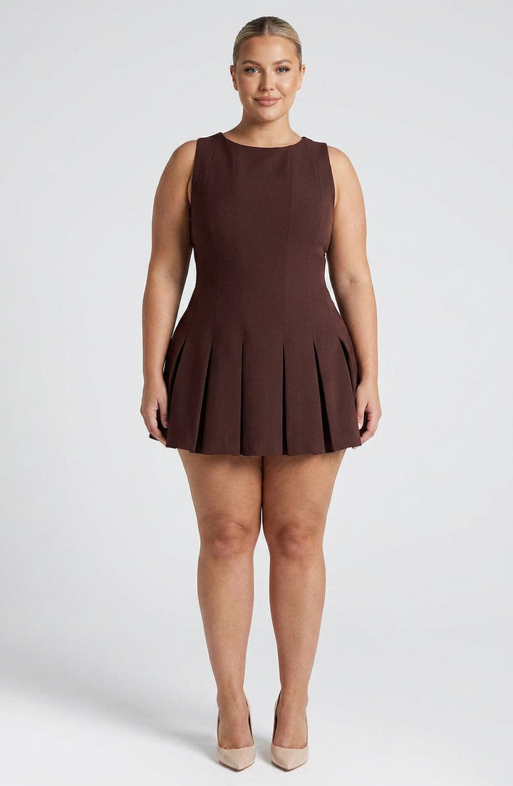 Romy Mini Jurk - Pruim Bruin