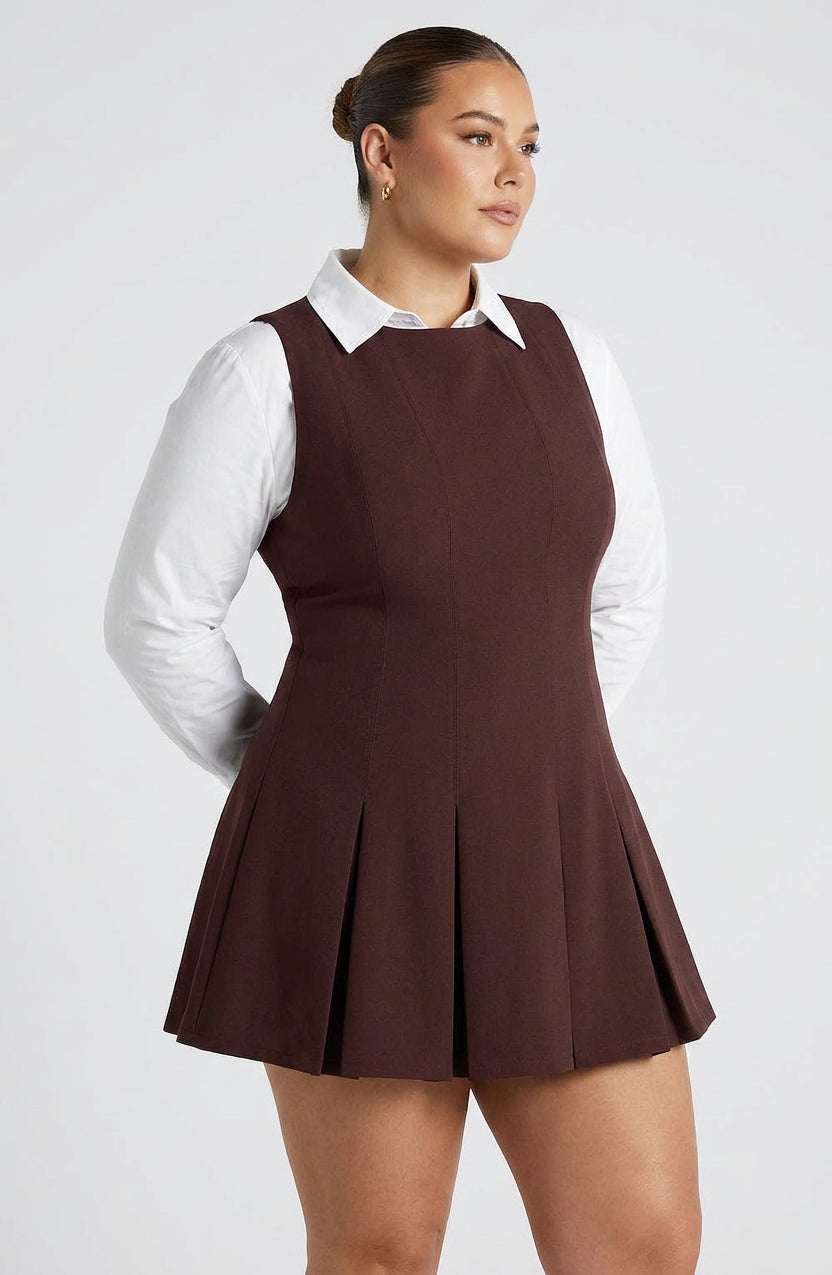 Romy Mini Jurk - Pruim Bruin