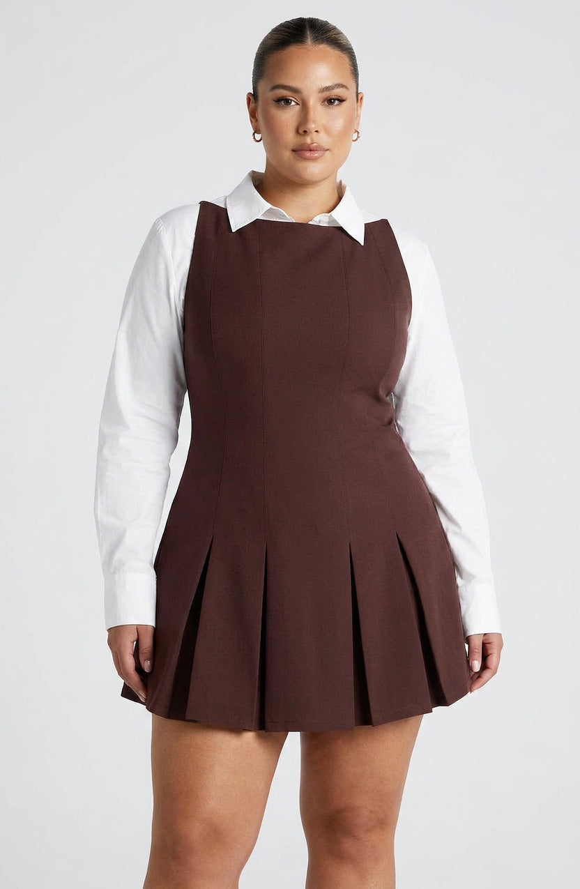 Romy Mini Jurk - Pruim Bruin