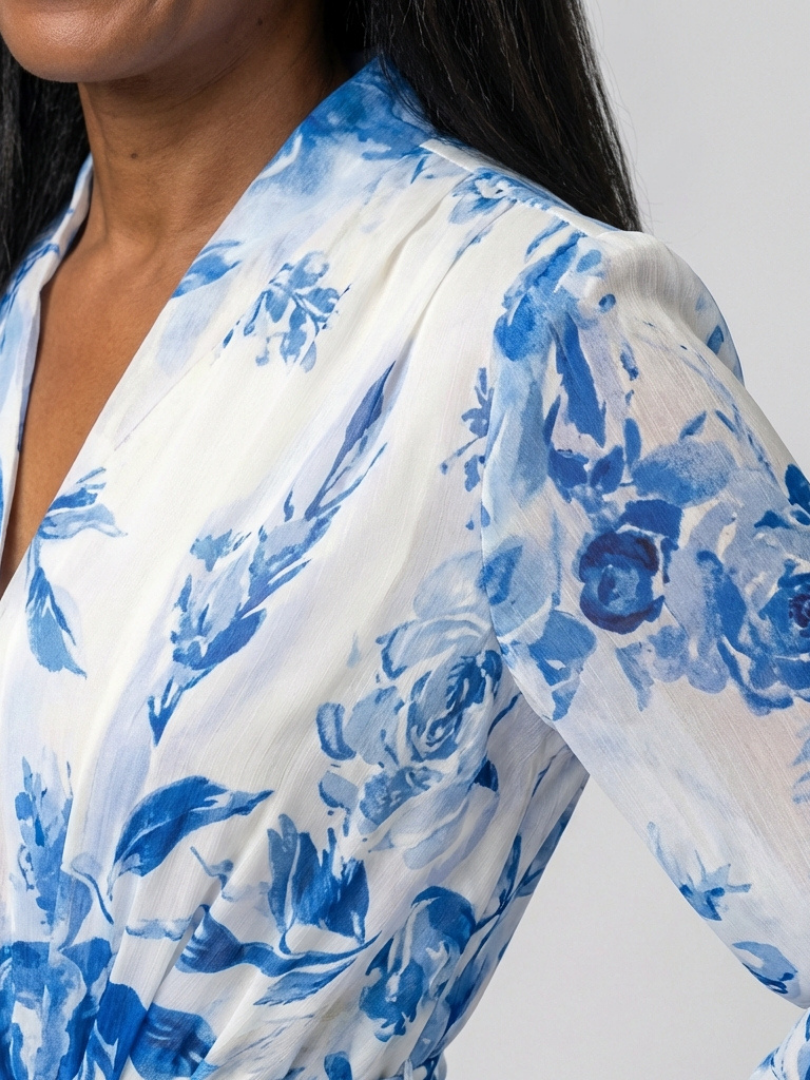 Layla | Bloemen Lange Mouwen Wikkel Maxi Jurk