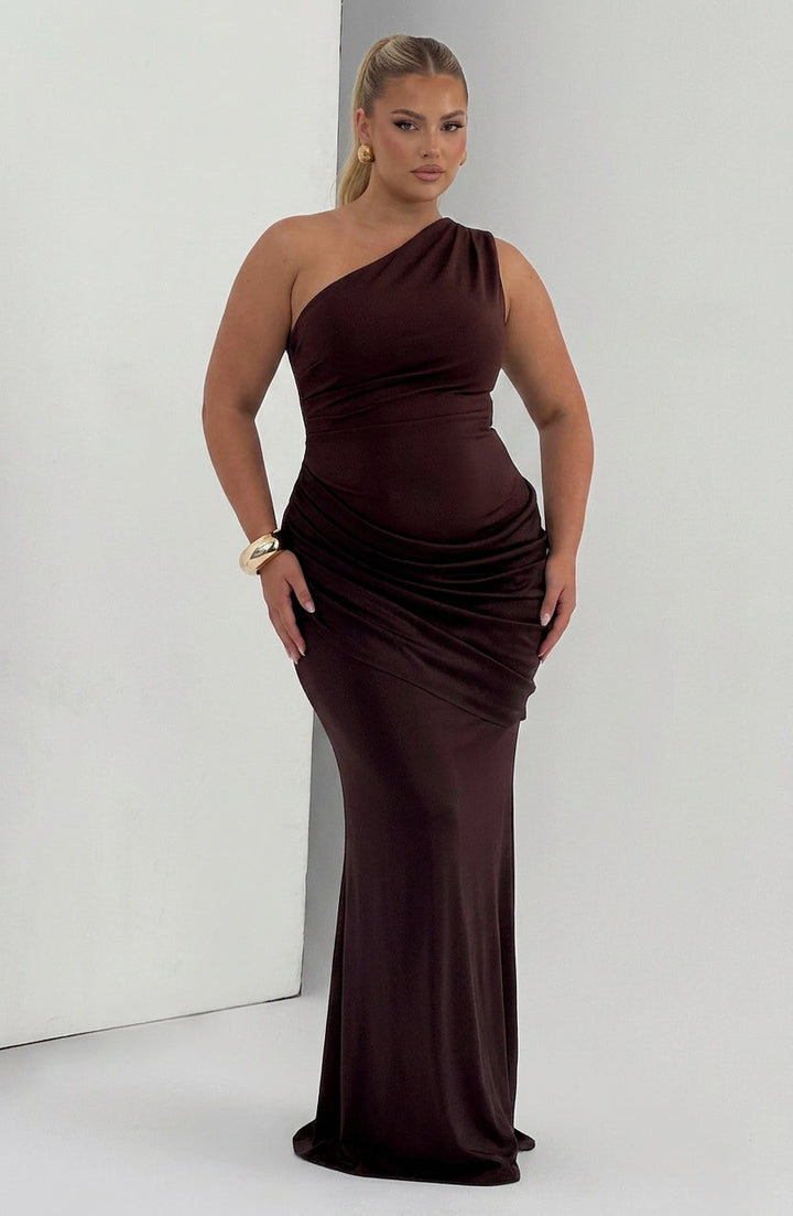 Yara Maxi Jurk - Plum Bruin