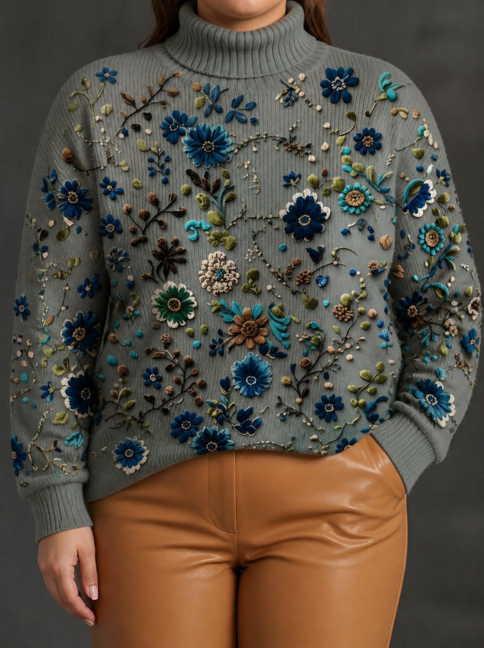 Dames Coltrui met Geborduurd Bloemenpatroon Oversized
