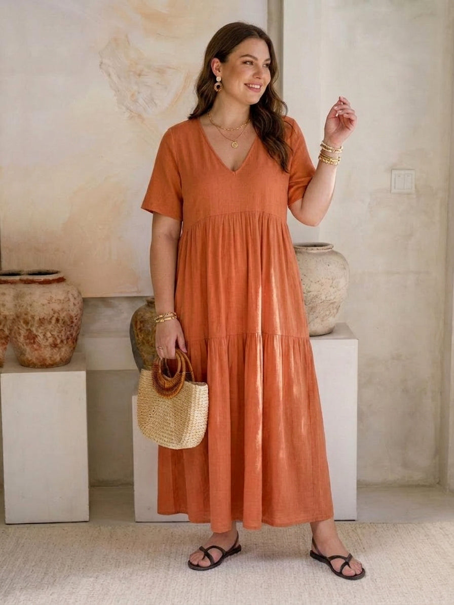Perdita - V-hals Maxi Jurk