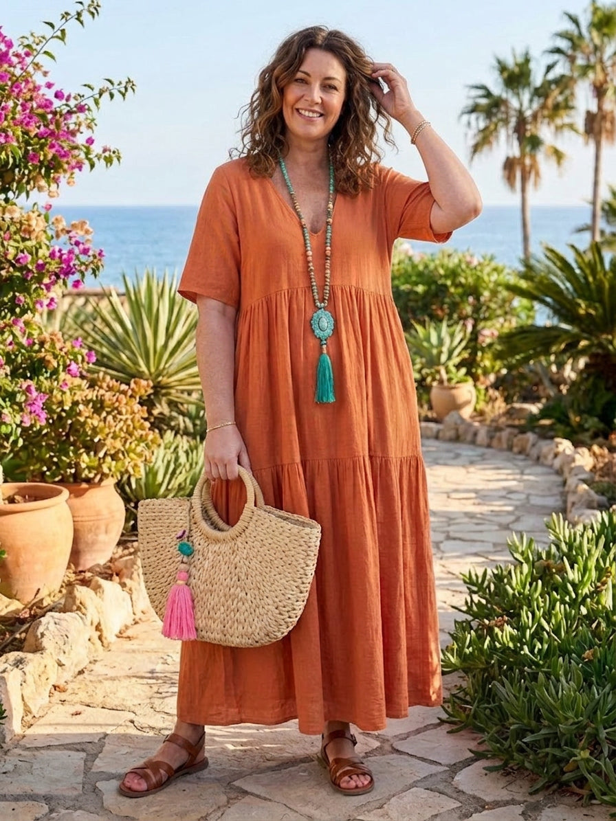 Perdita - V-hals Maxi Jurk